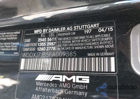 2015 Mercedes-Benz S 63 Amg 4Matic из США, поврежденный, VIN WDDXJ7JB5FA009385